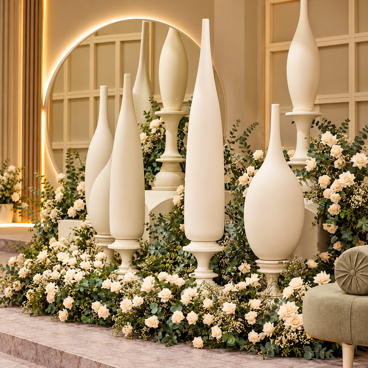 Ivory Floor Vases